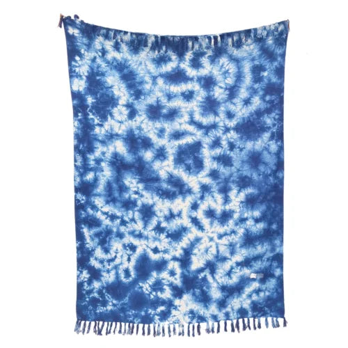 Throw Ignite – Indigo Shibori Dyed Cotton Mudcloth Throw