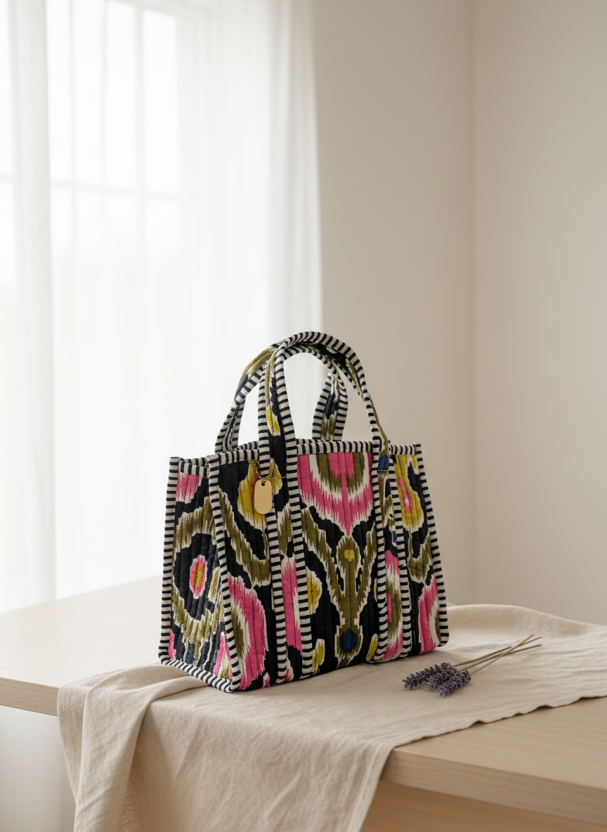 Stylish Ikat Cotton Lunch Bag