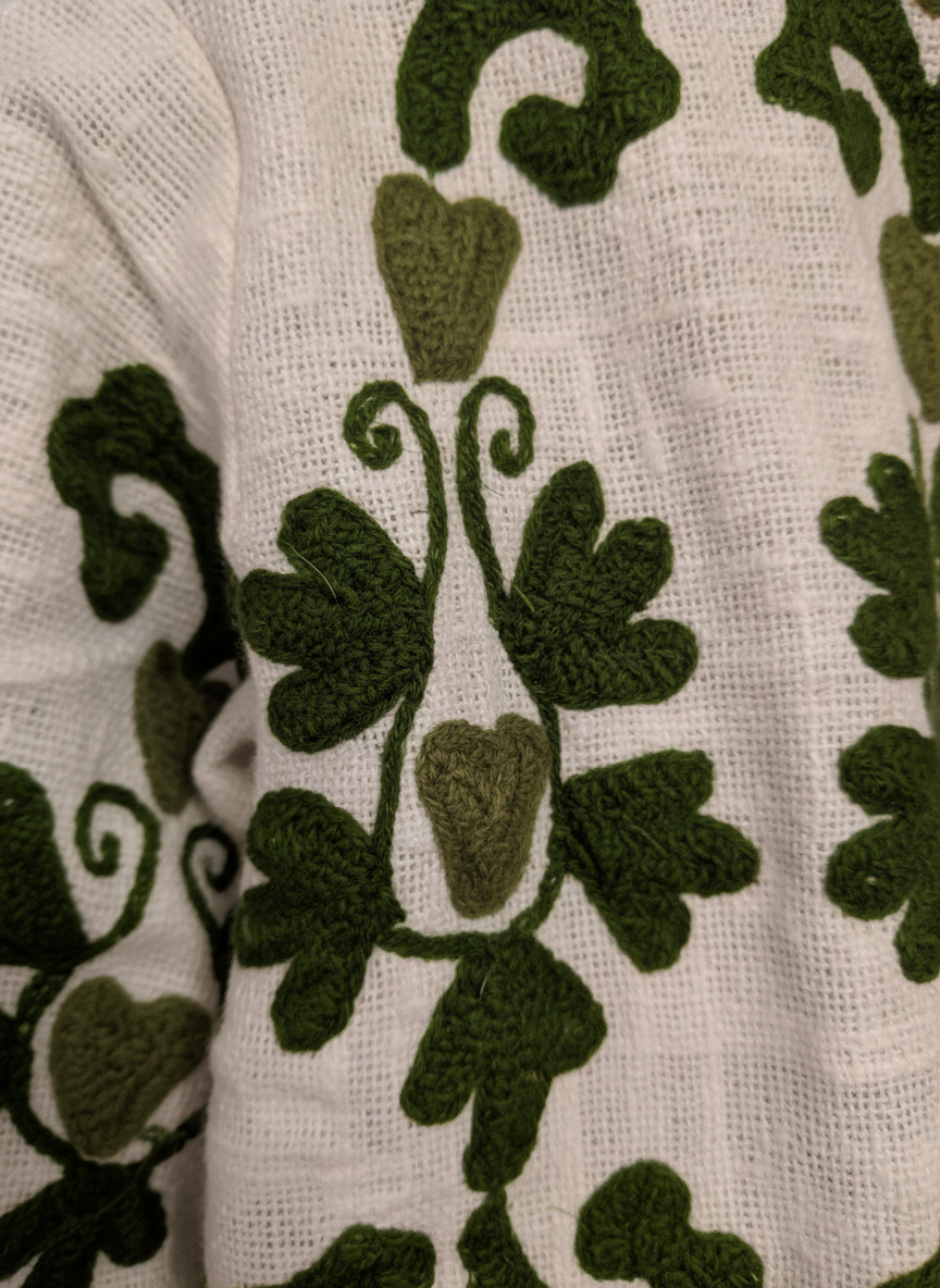 Cotton Slub Green floral College Suzani Jacket
