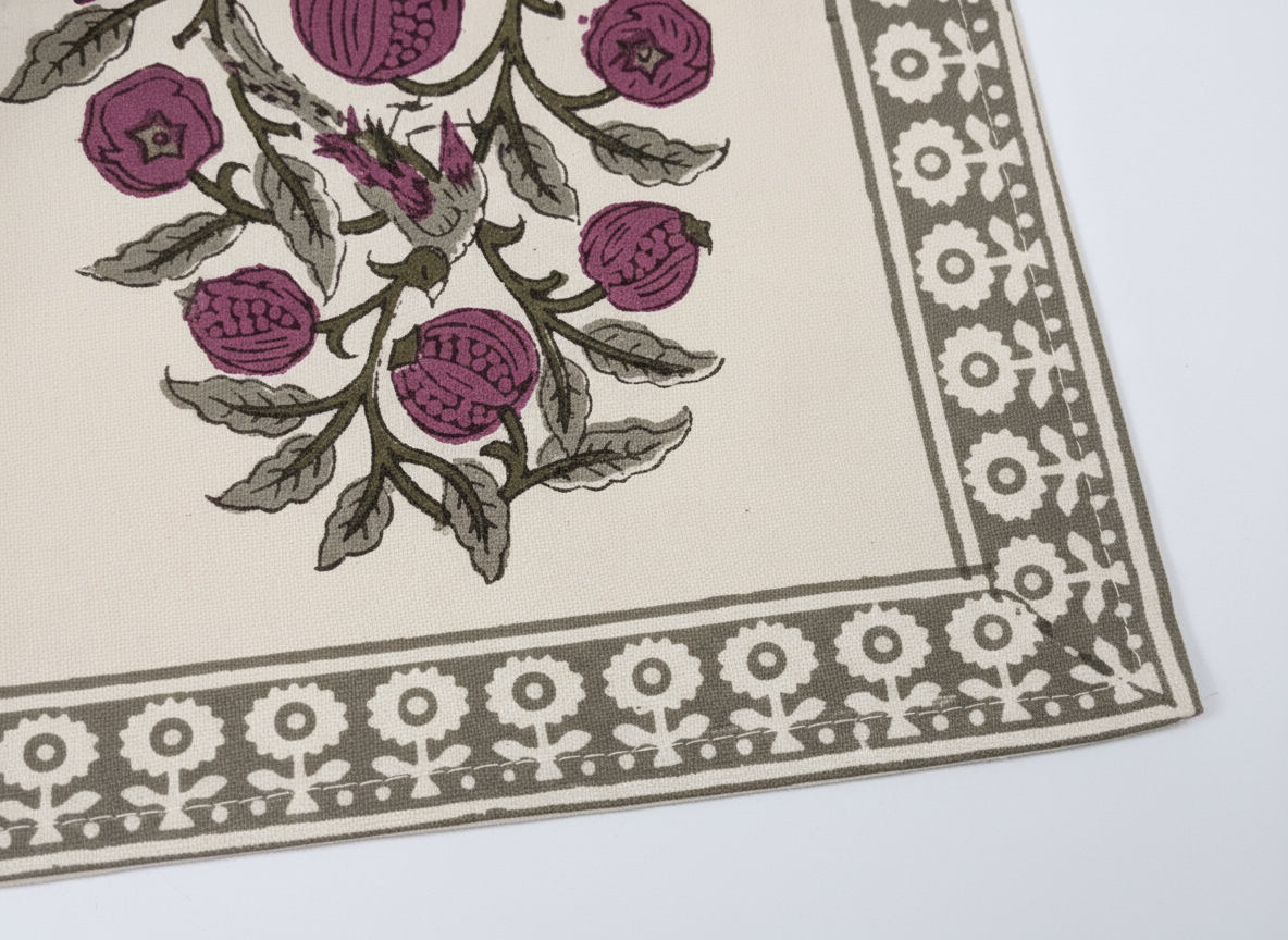 Pomegranate Tree Cotton Block Print Placemats