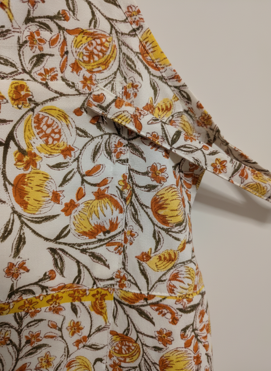 Yellow Floral Cotton Block Print Apron
