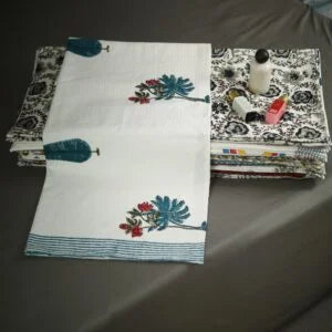 Taru Floral Block Print Cotton Waffle Bath Towel