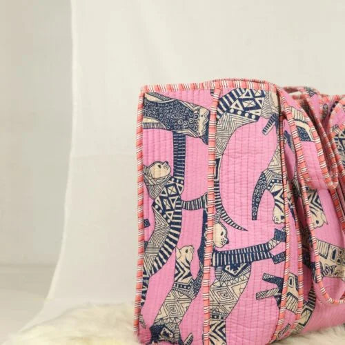 Tropical Cat Animal Design Quilted Tote Bag