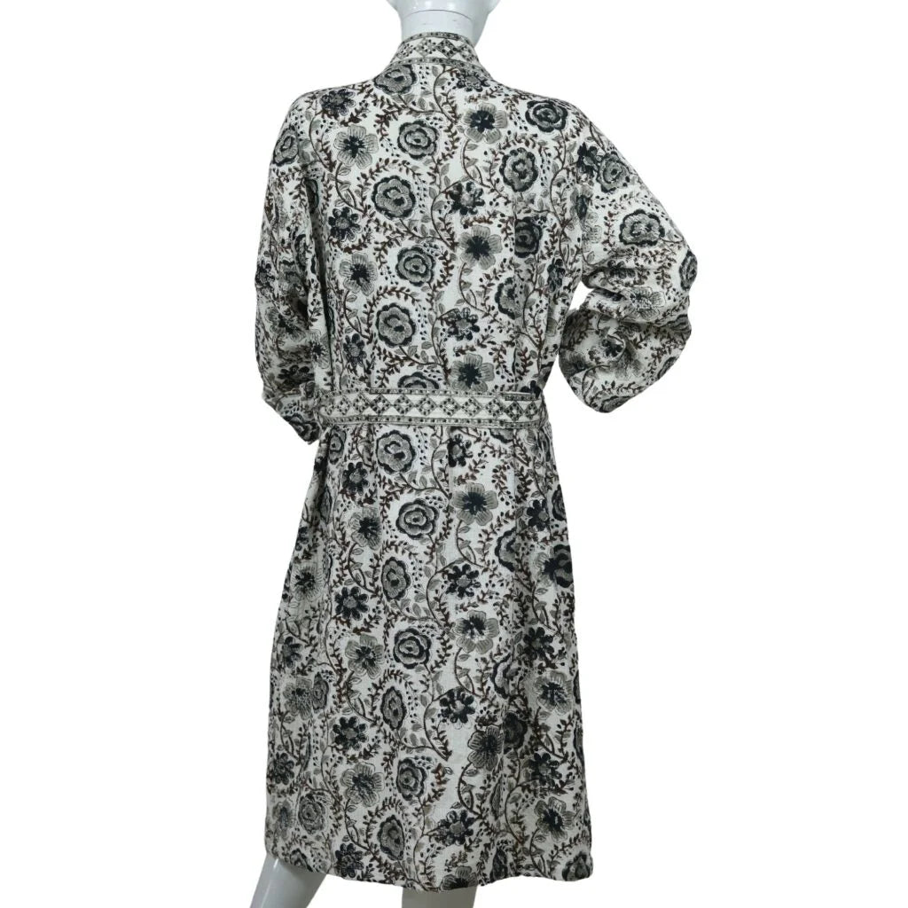 Vintage Hand Block Printed Cotton Waffle Bathrobe
