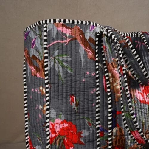 Charcoal Grey Quilted Cotton Tote Bag