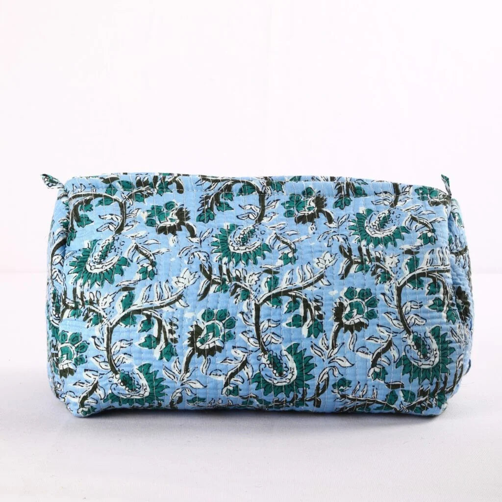 Blue Floral Heritage Travel Pouch