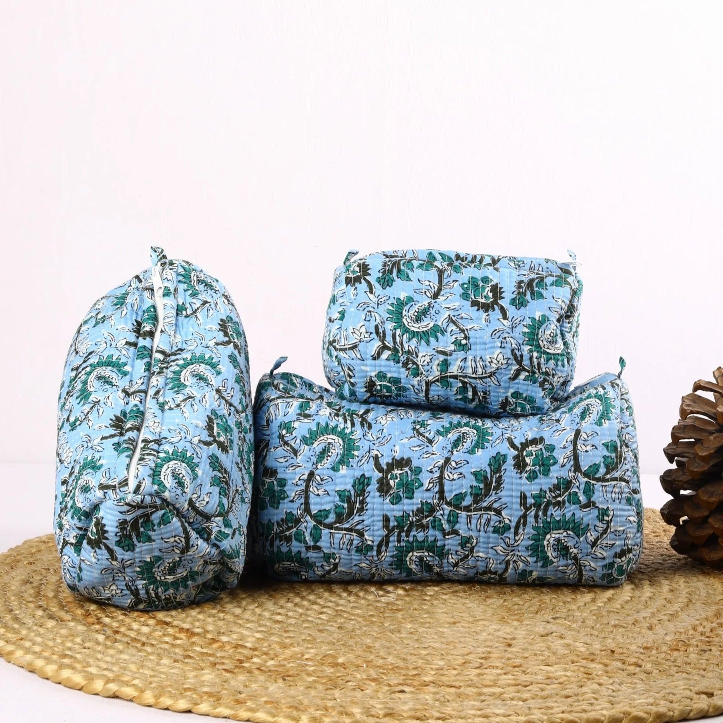 Blue Floral Heritage Travel Pouch