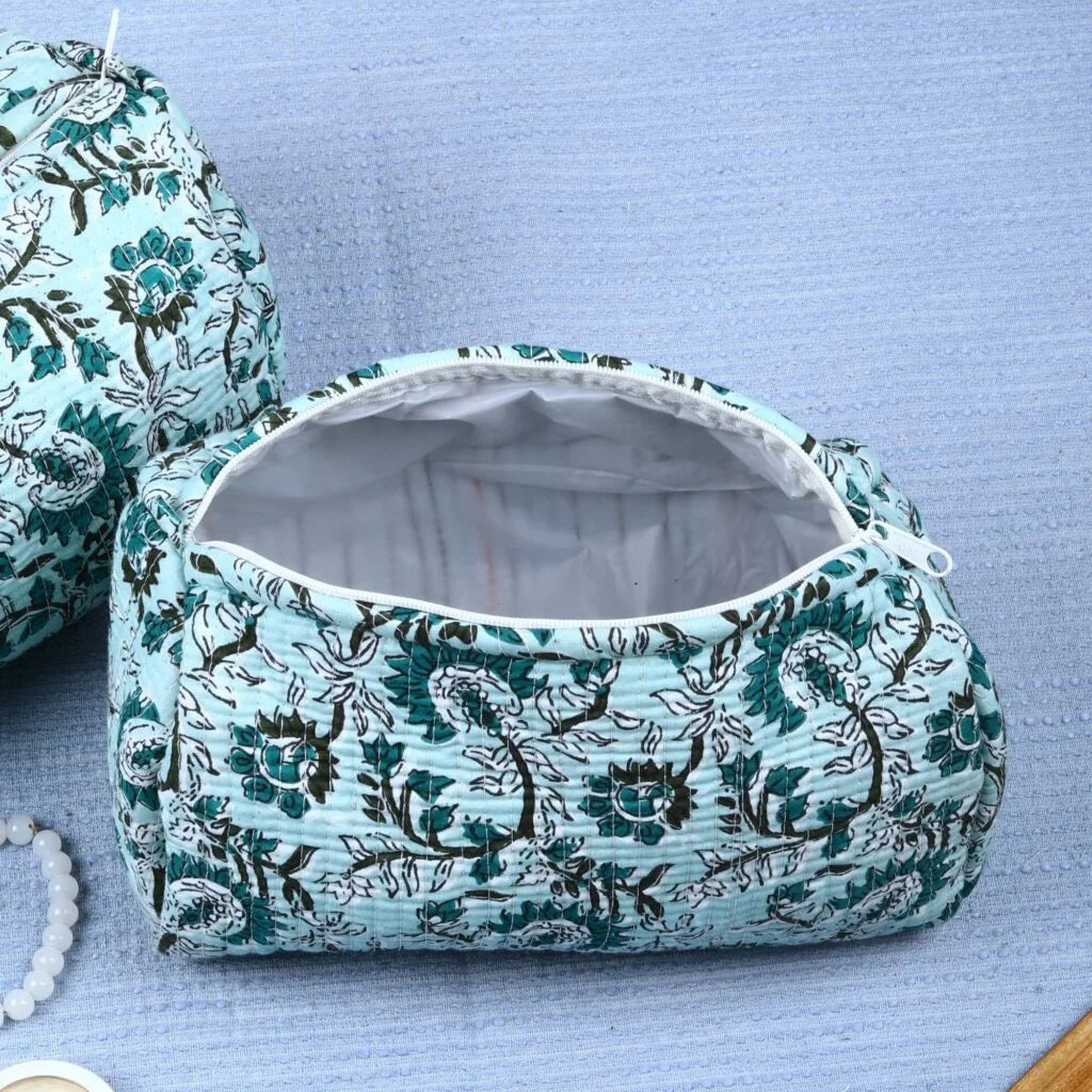 Blue Floral Heritage Travel Pouch