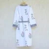 Grey White Bird Cotton Waffle Bathrobe