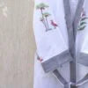 Grey White Bird Cotton Waffle Bathrobe