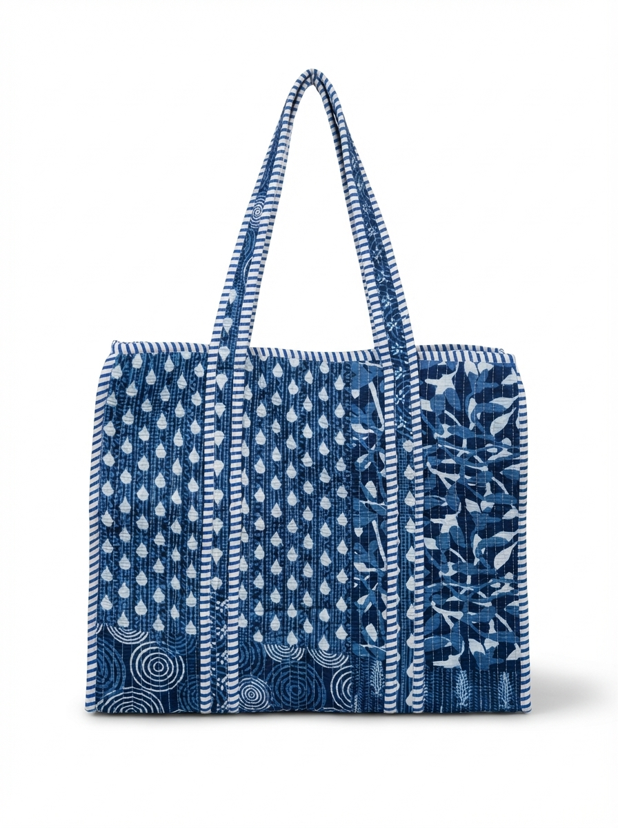 Hand Block Printed Tote Bag, front view