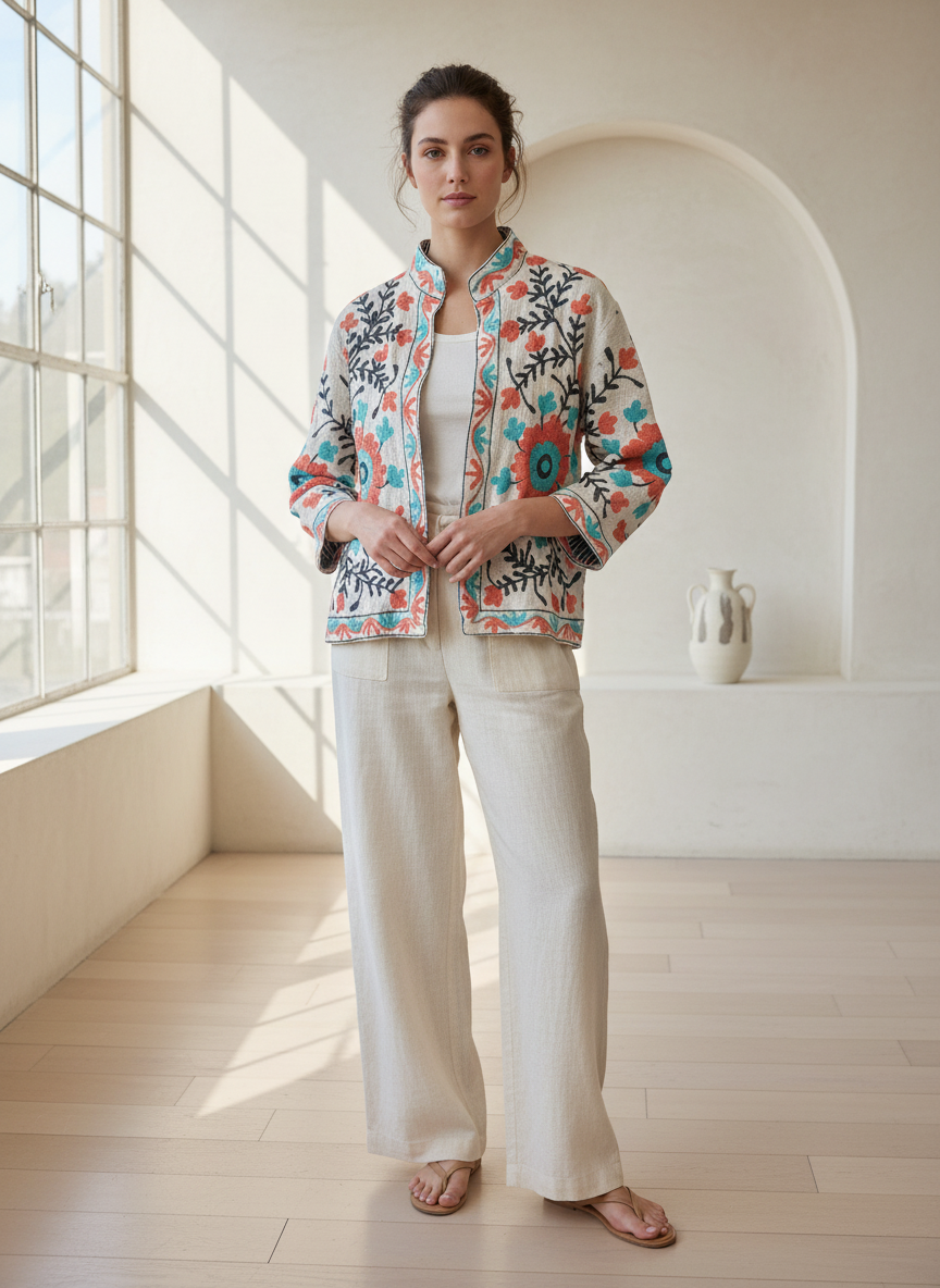 Saanjh Hand-Embroidered Suzani Jacket