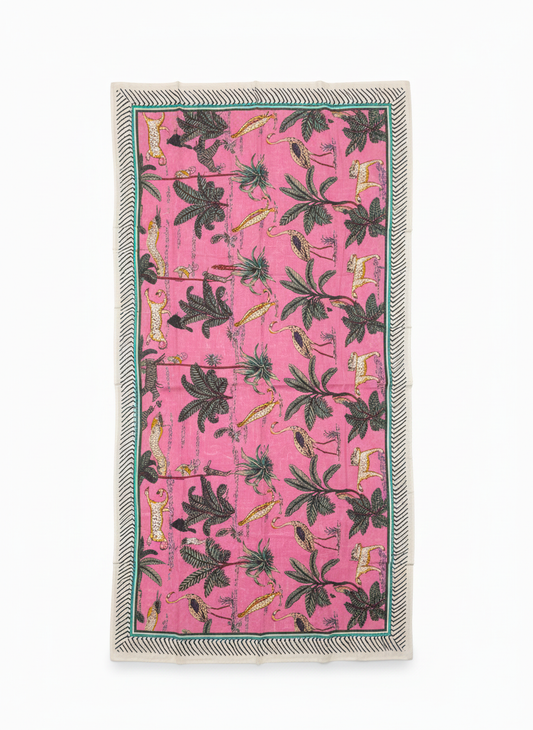 Pink Jungle Beach Wrap | Artisanal Cotton Sarong
