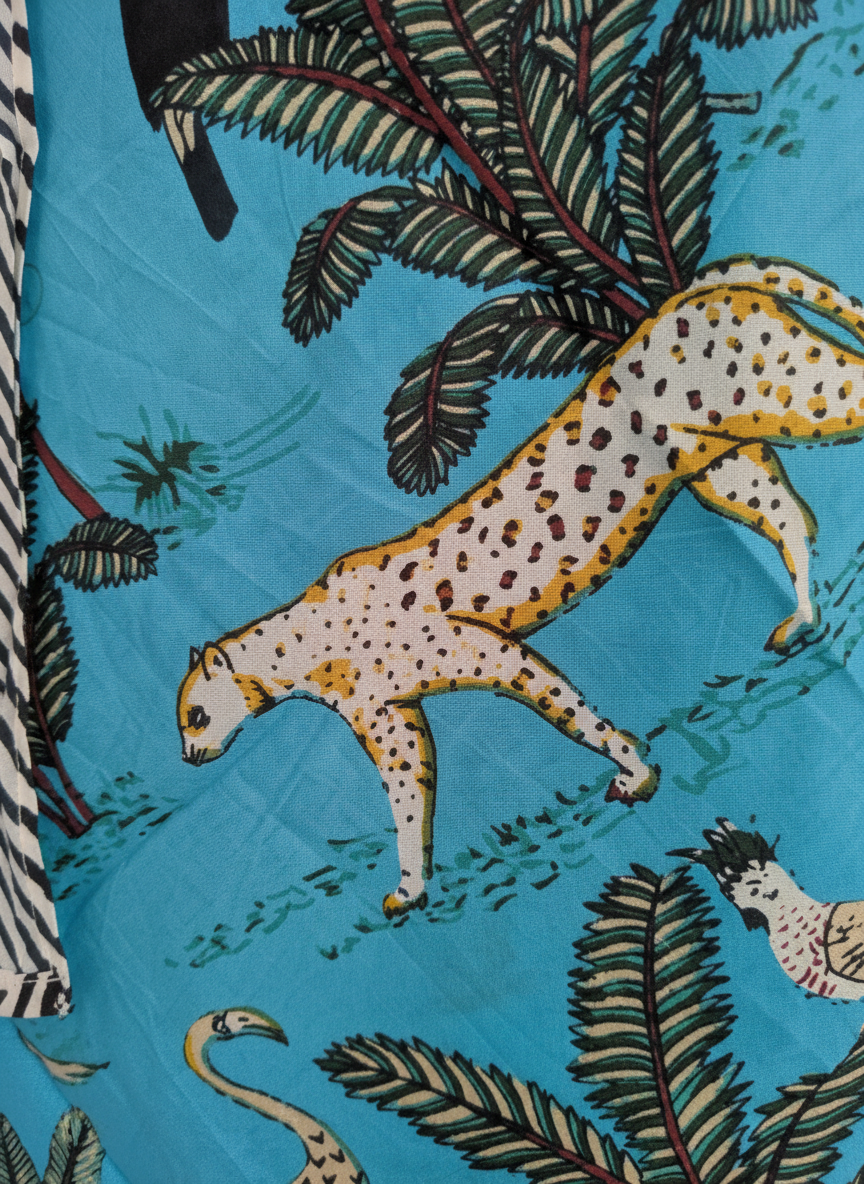 Sky-Blue Cotton Beach Sarong | Jungle Safari Print