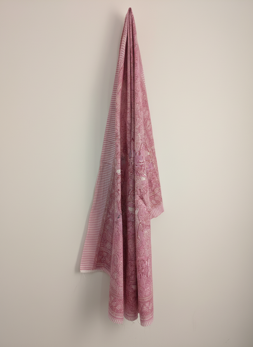 Light Pink Floral Cotton Beach Wrap Sarong