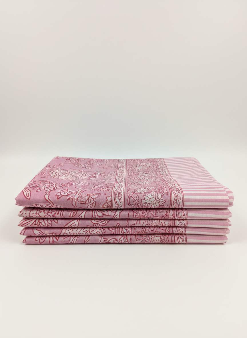 Light Pink Floral Cotton Beach Wrap Sarong