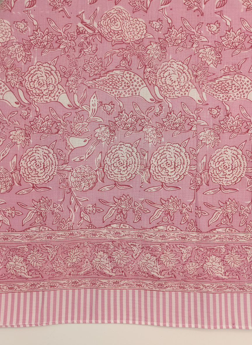 Light Pink Floral Cotton Beach Wrap Sarong