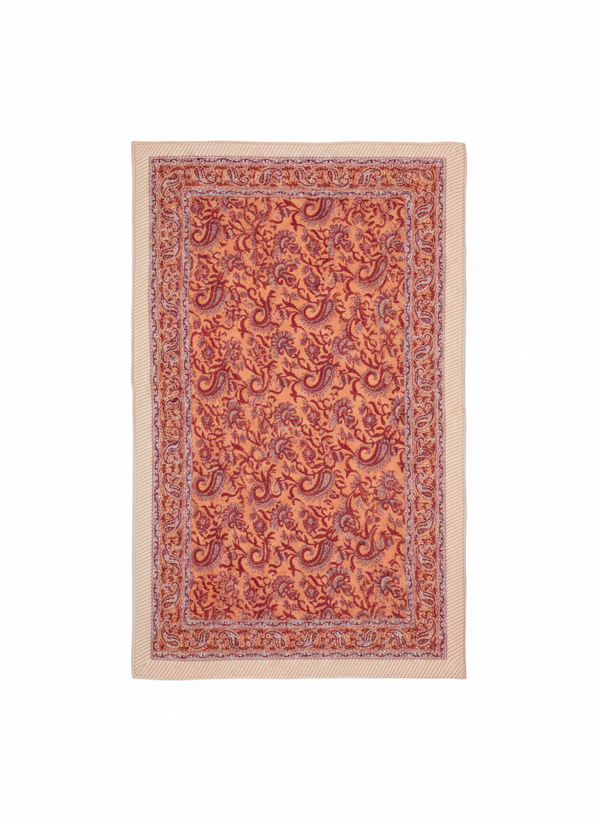 Orange-Red Floral Cotton Beach Sarong