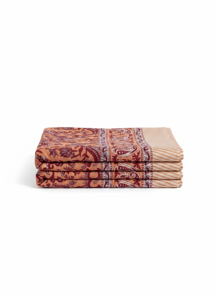 Orange-Red Floral Cotton Beach Sarong