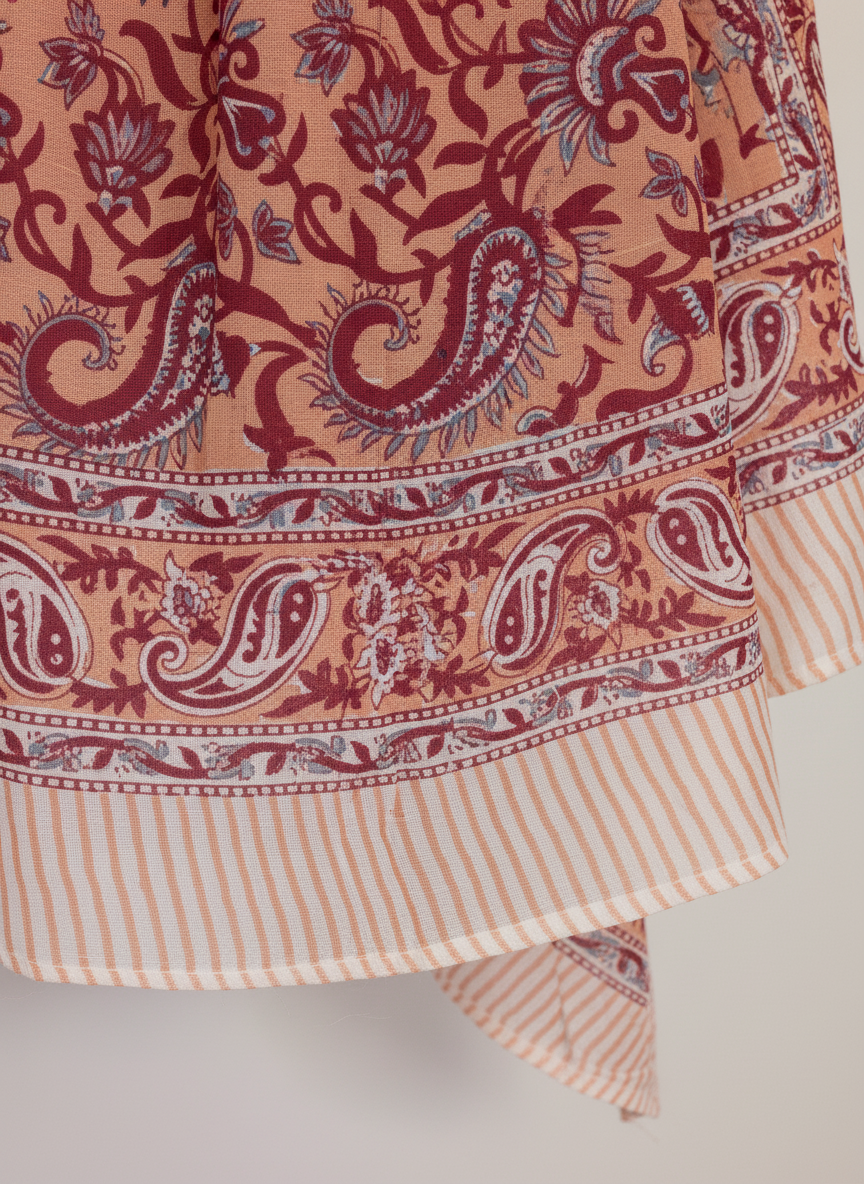 Orange-Red Floral Cotton Beach Sarong