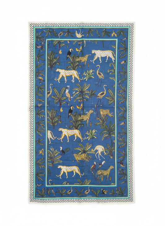 Blue Jungle Cotton Beach Sarong | Draped In Heritage