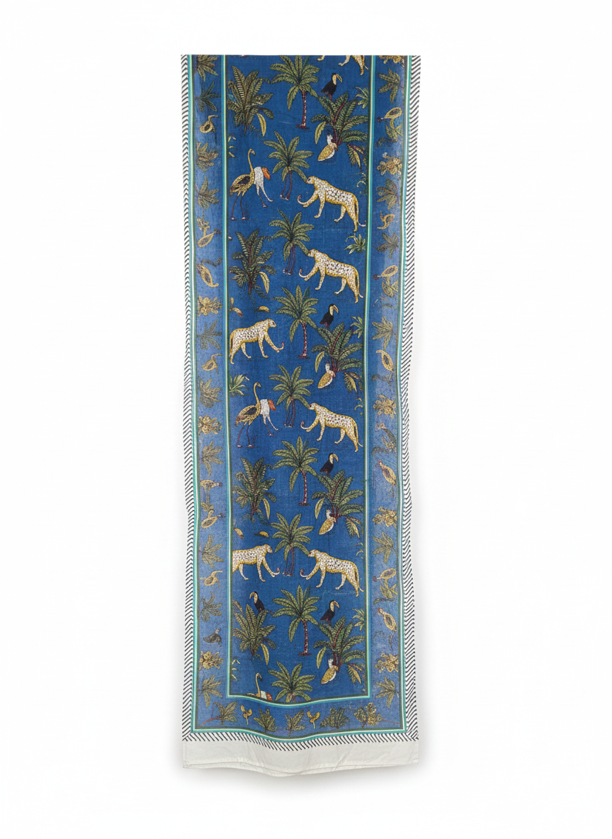 Blue Jungle Cotton Beach Sarong | Draped In Heritage