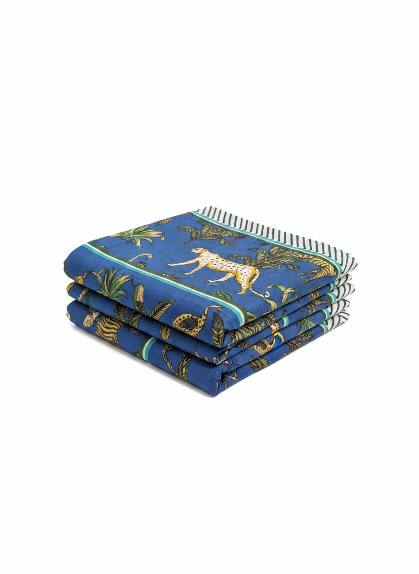 Blue Jungle Cotton Beach Sarong | Draped In Heritage