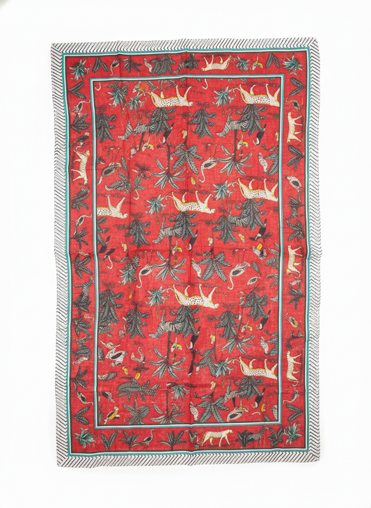 Beach Wrap Red Jungle Cotton Sarong