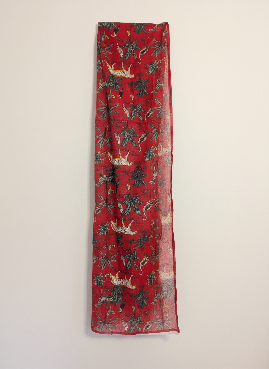Beach Wrap Red Jungle Cotton Sarong