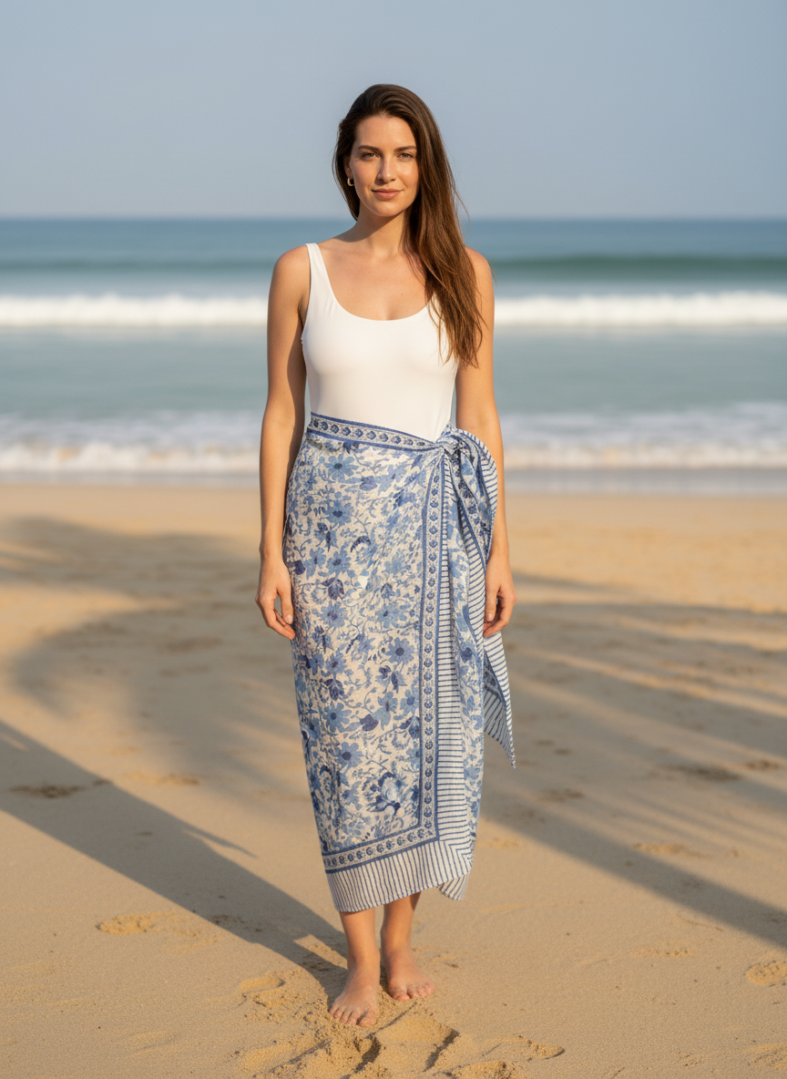 Blue Jaal Cotton Beach Wrap