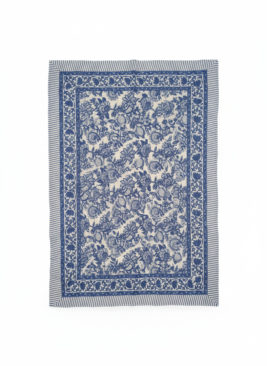 Blue Floral Cotton Beach Wrap Sarong