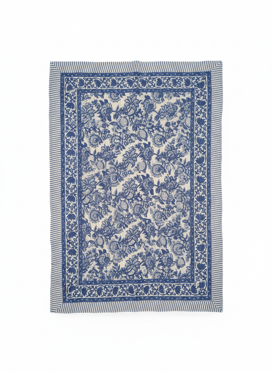 Blue Floral Cotton Beach Wrap Sarong