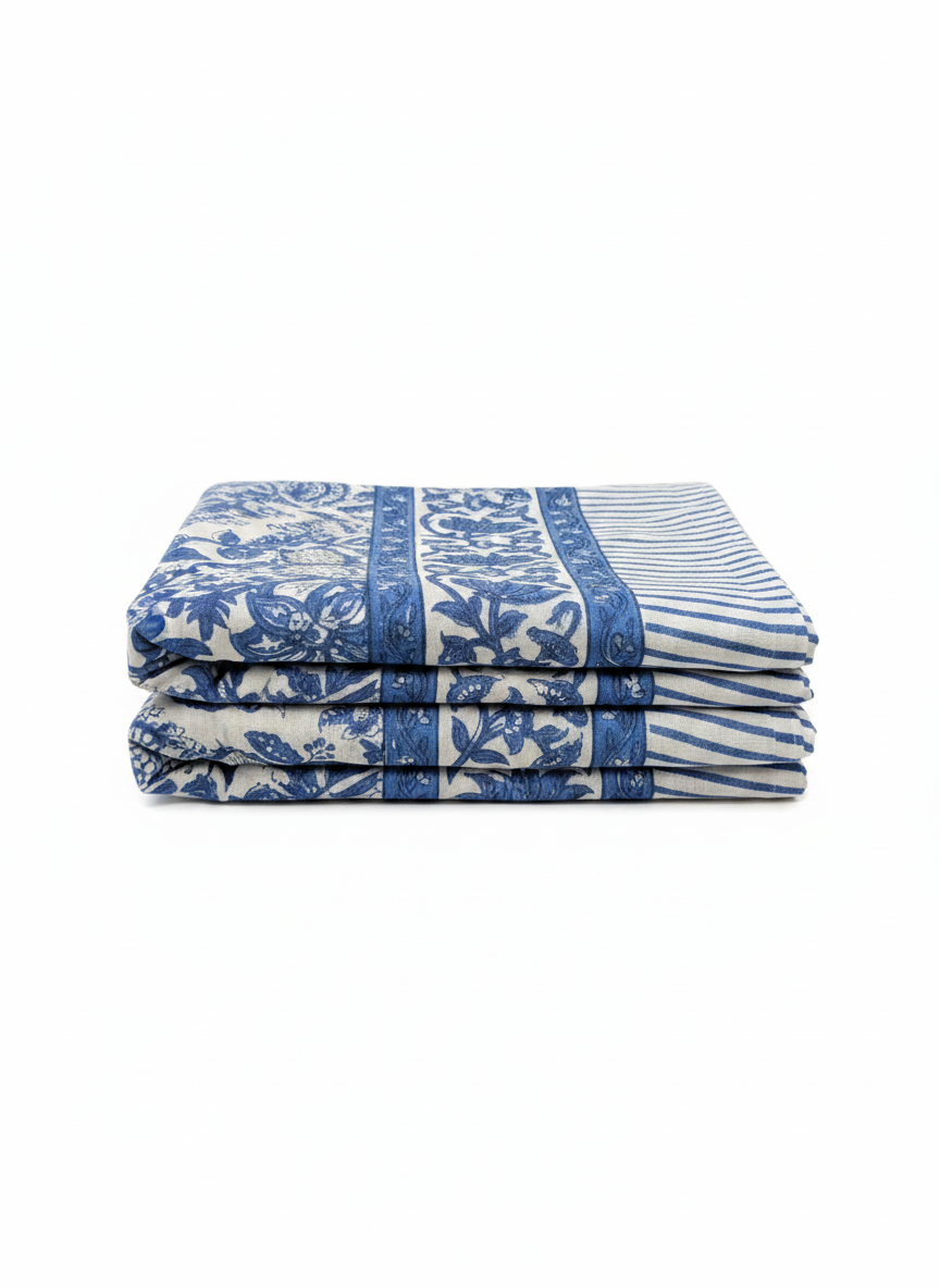 Blue Floral Cotton Beach Wrap Sarong