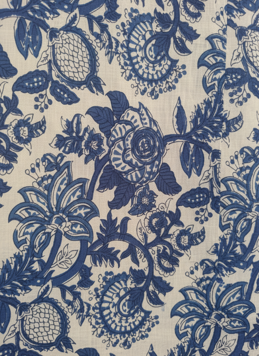 Blue Floral Cotton Beach Wrap Sarong
