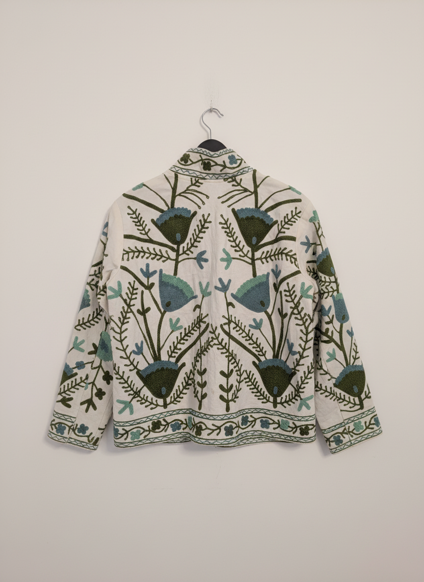 Vibrant Green Floral Suzani Jacket