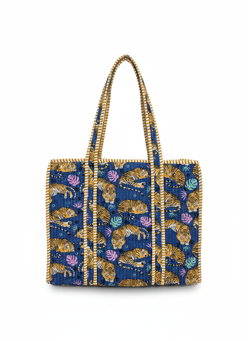 Blue Tiger Artisanal Cotton Tote Bag