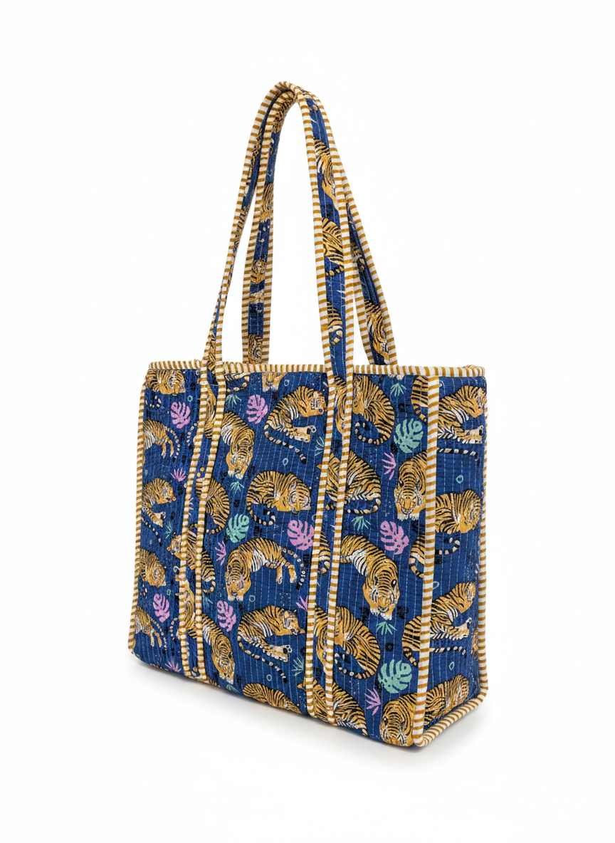 Blue Tiger Artisanal Cotton Tote Bag