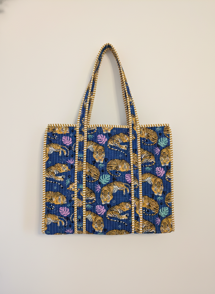 Blue Tiger Artisanal Cotton Tote Bag