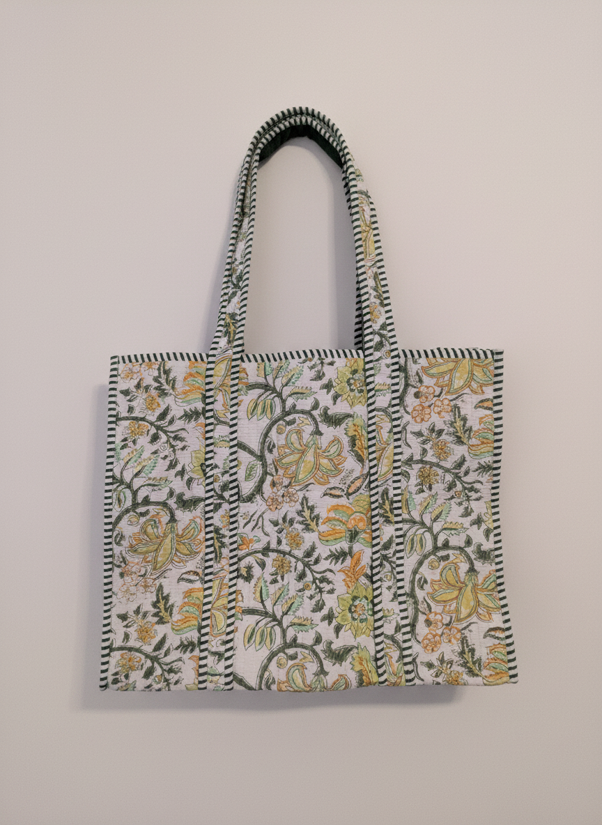 Pistachio Flower Cotton Tote Bag