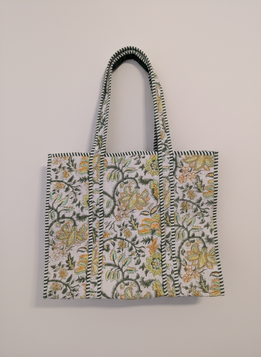 Pistachio Flower Cotton Tote Bag