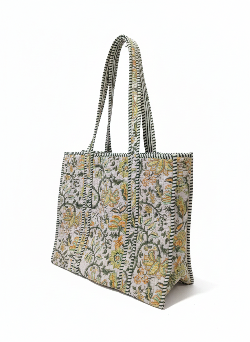 Pistachio Flower Cotton Tote Bag