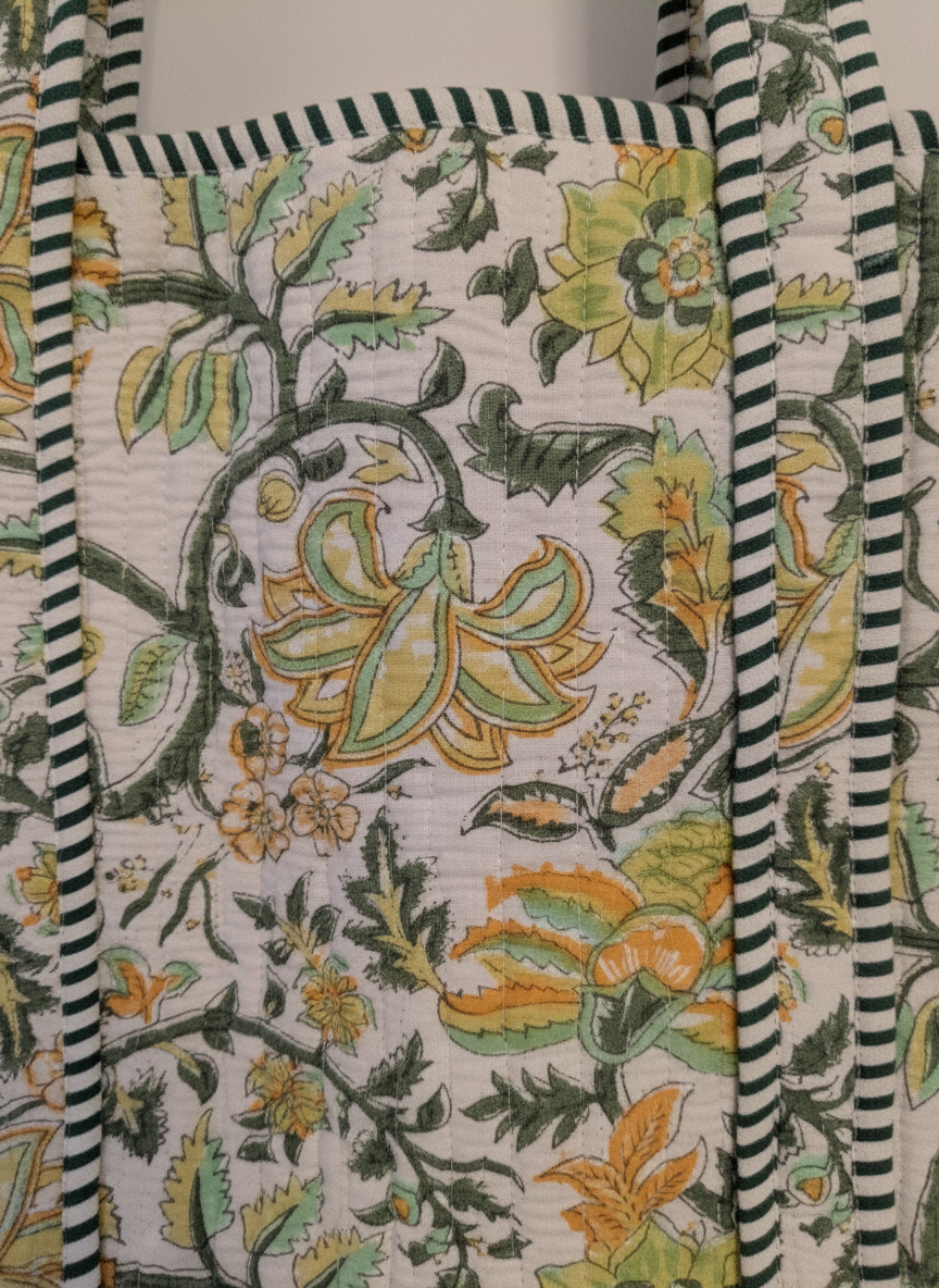 Pistachio Flower Cotton Tote Bag