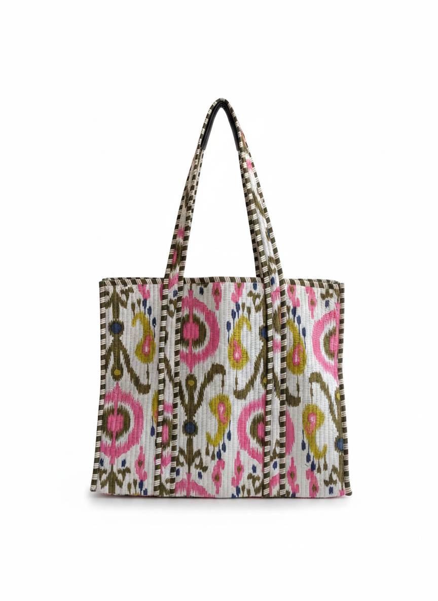 Multicolor Geometric Cotton Tote Bag