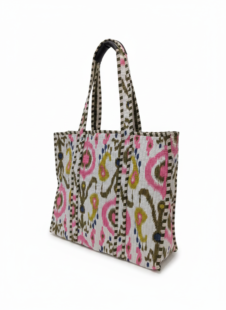 Multicolor Geometric Cotton Tote Bag