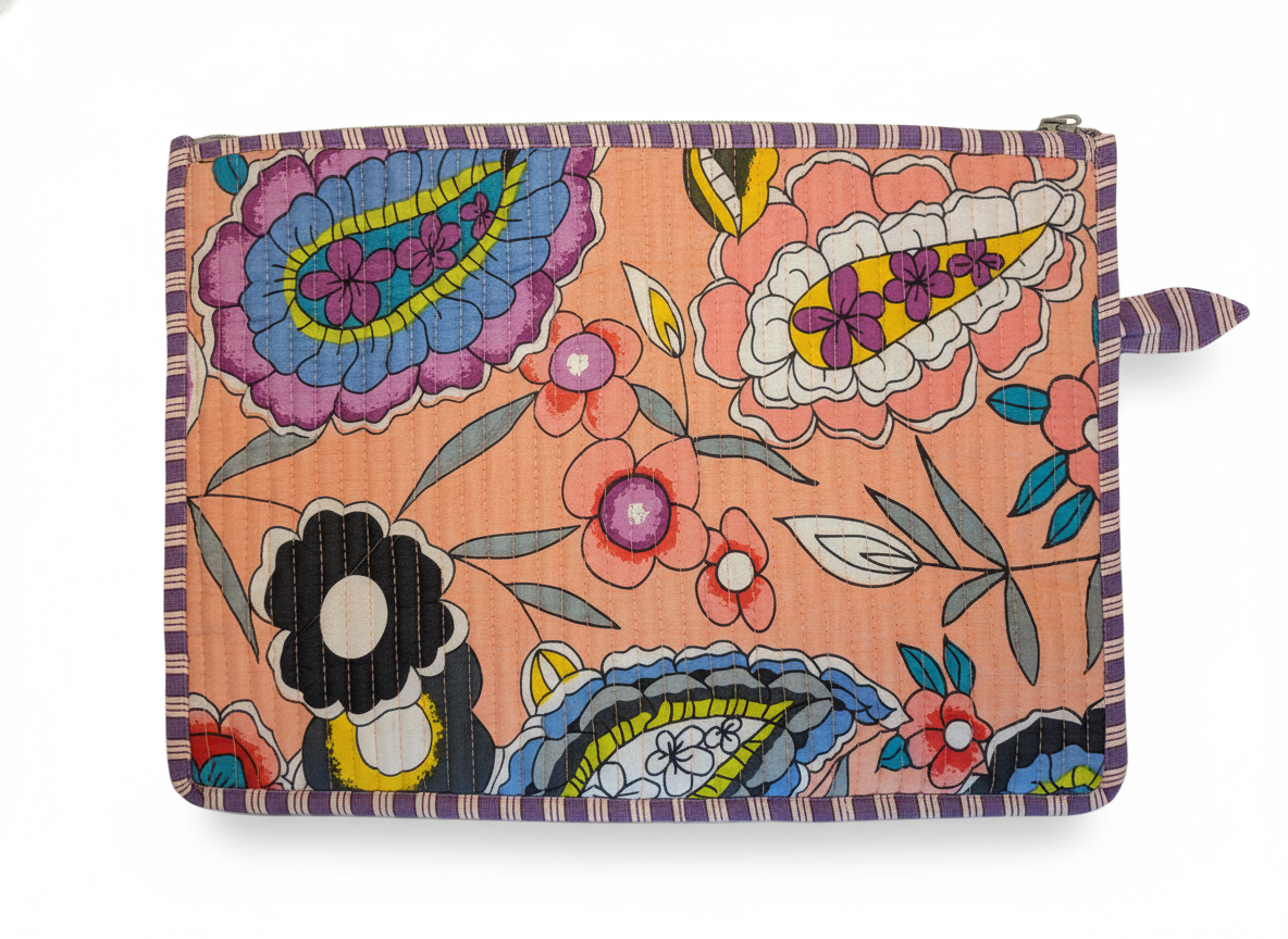 Eclectic Quilted Pure Cotton Laptop Sleeve 13"