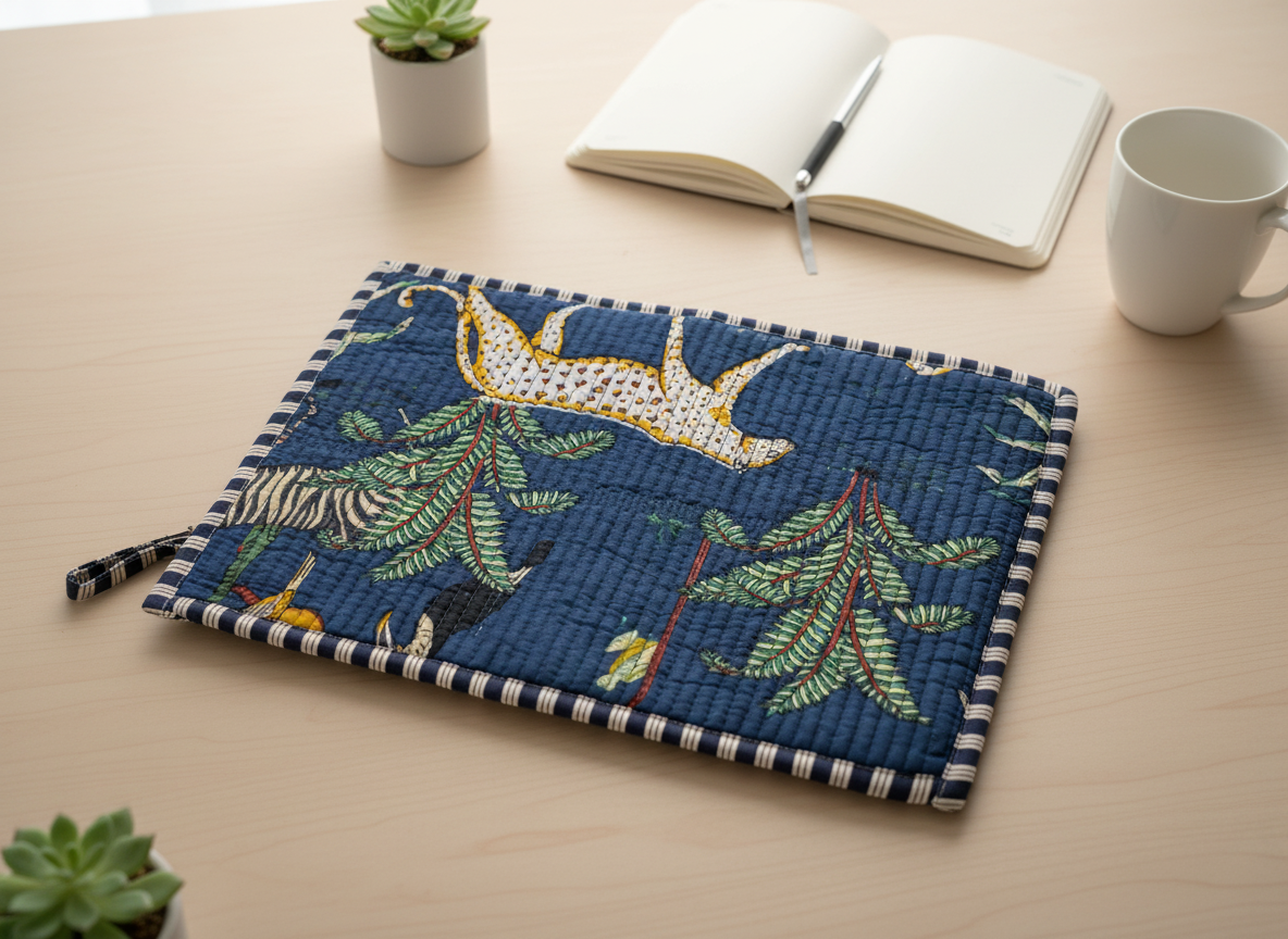 Eclectic Quilted Pure Cotton Laptop Sleeve 13"