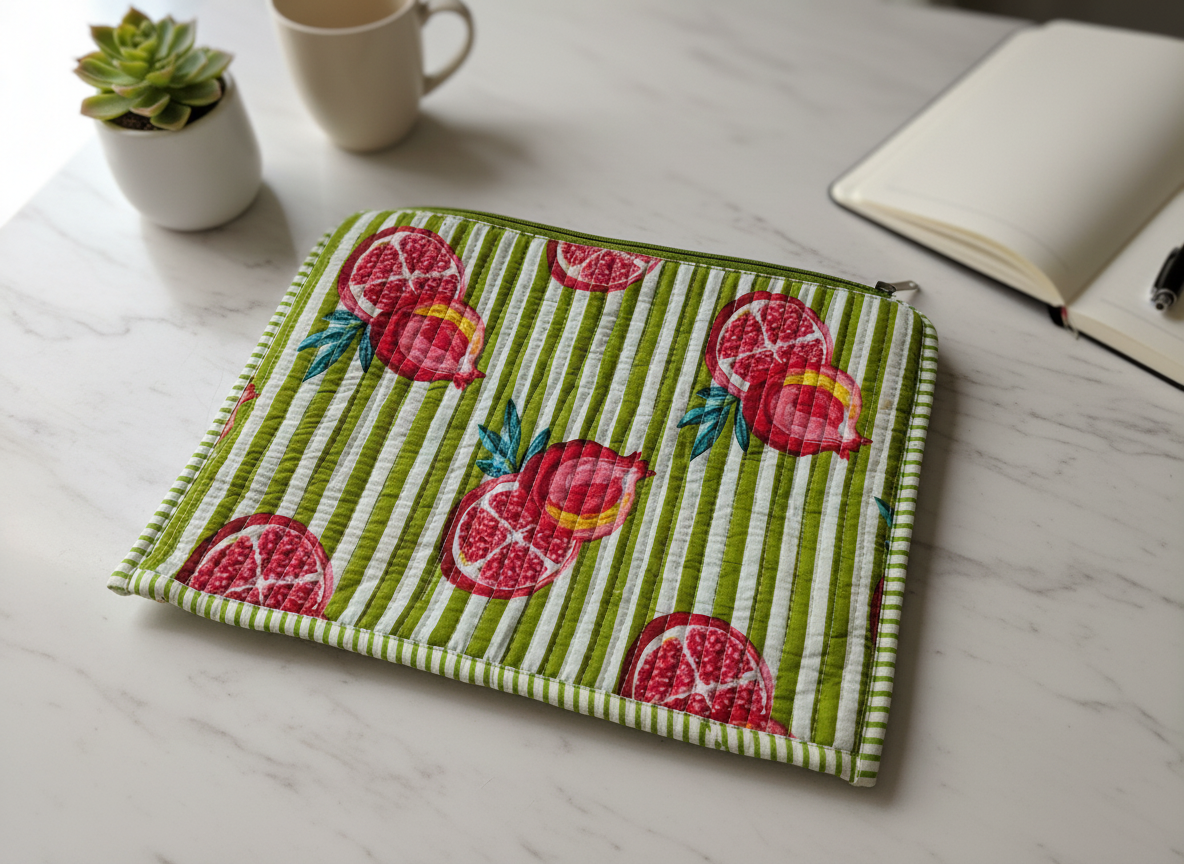 Eclectic Quilted Pure Cotton Laptop Sleeve 13"