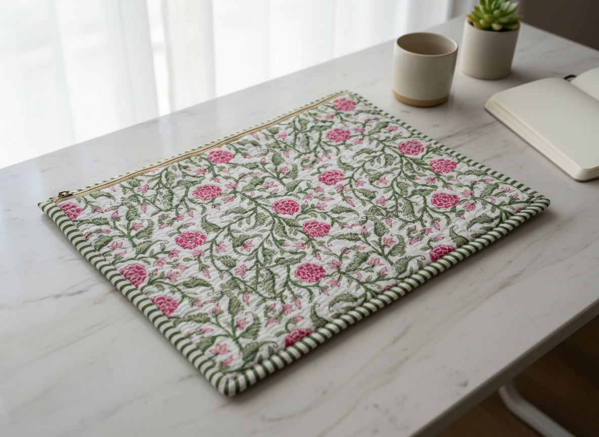 Eclectic Quilted Pure Cotton Laptop Sleeve 13"