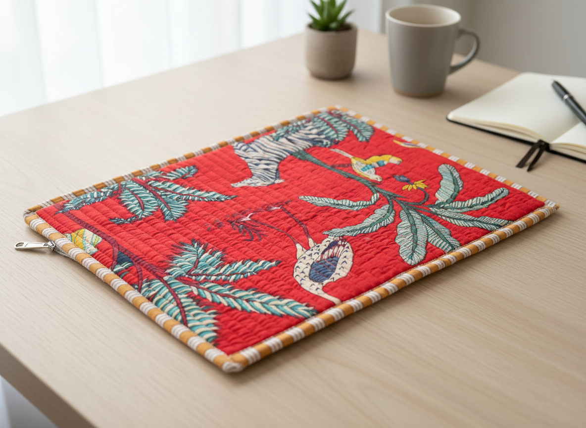 Eclectic Quilted Pure Cotton Laptop Sleeve 13"
