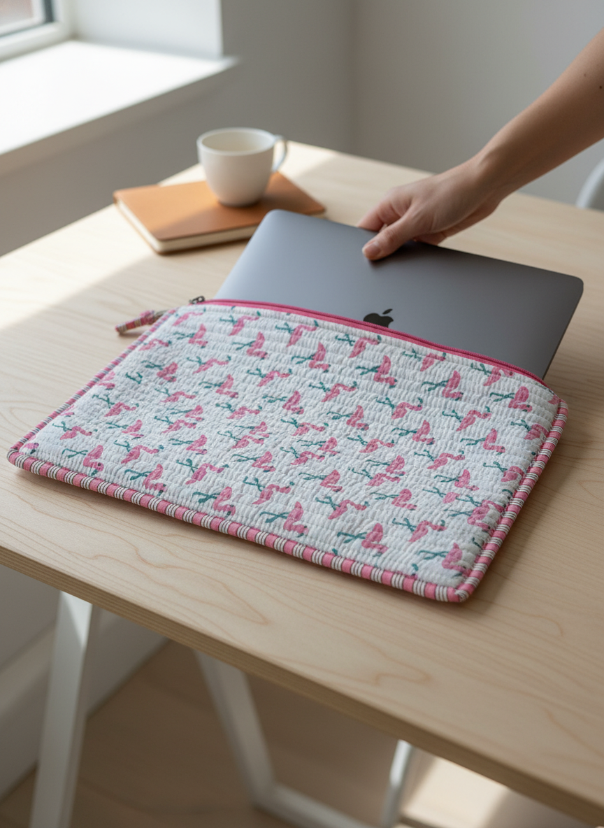 Artisanal Quilted 15-inch Laptop Sleeve